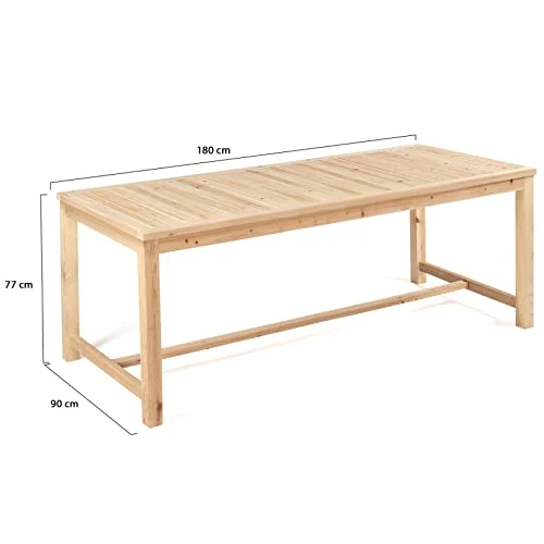 IDMarket - Salon de Jardin UVITA en Bois Table de Jardin 180 CM + 2 bancs