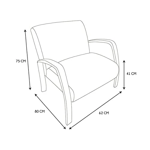 AltoBuy KAUPA - Fauteuil en Tissu Bouclettes Blanc Accoudoirs Bois