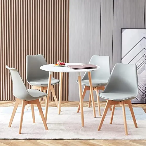 FURNITABLE Table de Salle à Manger Ronde, Table de Cuisine Scandinave pour Salon, Bureau, Cuisine, 4 Personnes, 80 x 80 x 74 Cm, Marbre