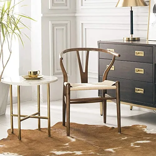 Tomile Wishbone Chaise en Y en bois massif et rotin naturel