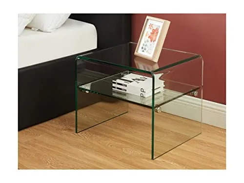 Vente-unique - Table de Chevet STILEOS - 1 Niche - Verre trempé