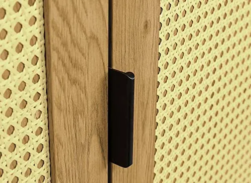 Deco In Paris Armoire penderie 2 Portes 1 tiroir en Bois métal et cannage TULLIO 80x56x172