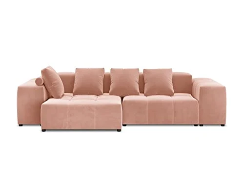 MICADONI - Canapé d'angle Réversible Margo - 4 Places - Velours - Rose