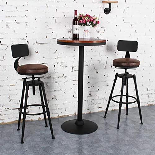 tabouret de bar avec dossier noir metal et bois industriel industrielle rétro Tabouret pivotant à hauteur réglable Tabouret de comptoir bar Tabouret rustique bois, Chaise de salle à manger scandinave
