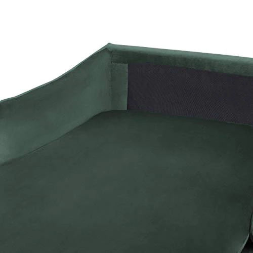 Beliani Canapé d'angle Côté Droit Fixe en Velours Vert pour Salon Glamour et Vintage