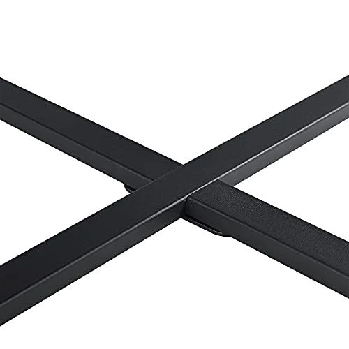 Table Basse pour Salon Table Ronde Design Plateau en Panneau de Particules Pieds Croisés en Acier 80 x 45 cm Noir Effet Bois