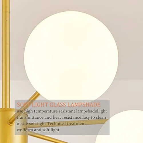 ENXING Lampe à Suspendre Grand Salon Lustre E27 Moderne Fer Suspension Luminaire sphérique Chambre à Coucher Lampe de Salle à Manger Abat-Jour Verre Eclairage moléculaire Bar Café Plafonnier
