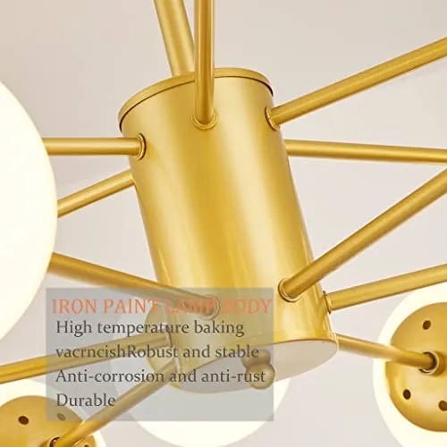 ENXING Lampe à Suspendre Grand Salon Lustre E27 Moderne Fer Suspension Luminaire sphérique Chambre à Coucher Lampe de Salle à Manger Abat-Jour Verre Eclairage moléculaire Bar Café Plafonnier