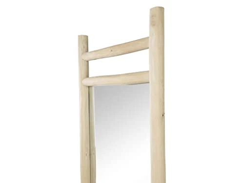 Vente-unique - Miroir échelle sur Pied en Bois de Teck - L. 56 x P. 5 x H. 180 cm - Naturel - Malang