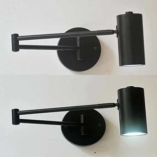 Winlams Applique murale à LED Applique murale intérieure moderne Lampe de chevet Lampe pliante Lampe d'étude simple Lumière chaude (Black) WD180