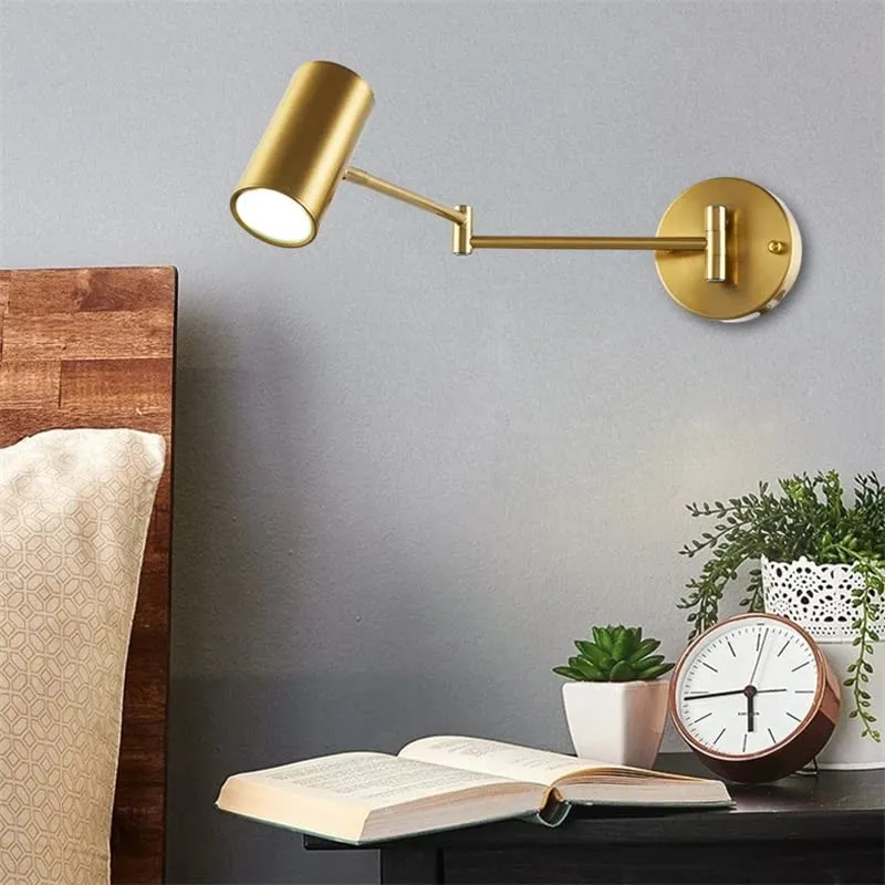Winlams Applique murale à LED Applique murale intérieure moderne Lampe de chevet Lampe pliante Lampe d'étude simple Lumière chaude (Black) WD180