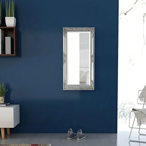 Tidyard Miroir Mural Magnifique pour Salle de Bain/Dressing Style Baroque Argenté 100 X 50 cm