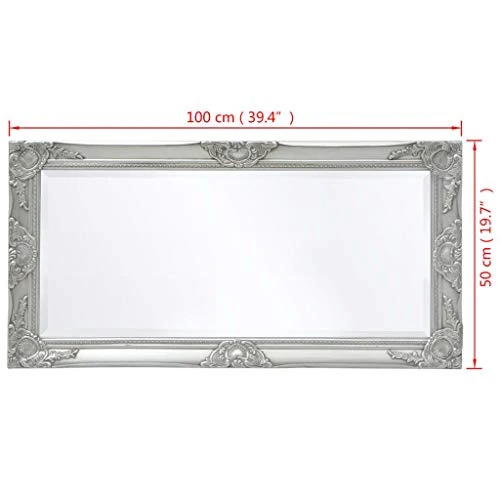 Tidyard Miroir Mural Magnifique pour Salle de Bain/Dressing Style Baroque Argenté 100 X 50 cm