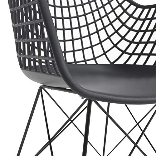 IDIMEX Lot de 4 chaises Alicante pour Salle à Manger ou Cuisine au Design Retro avec accoudoirs, Coque en Plastique Noir et 4 Pieds croisé en métal laqué Noir
