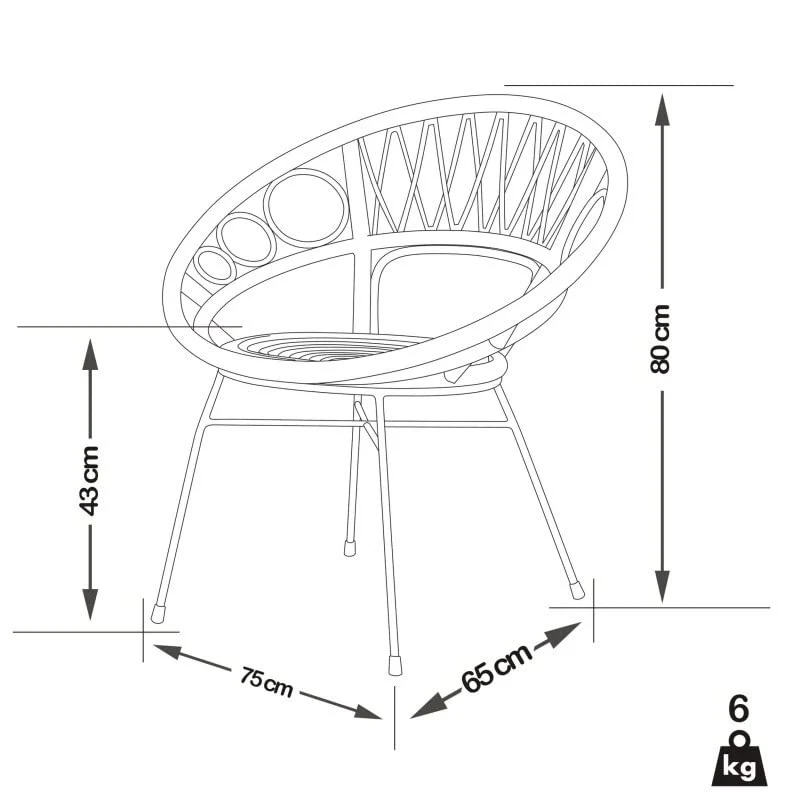 PACIFIC linea Fauteuil Angel - Rotin/Métal