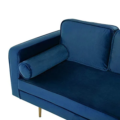 Beliani Chaise Longue Méridienne Côté Gauche en Velours Bleu Foncé pour Salon Glamour