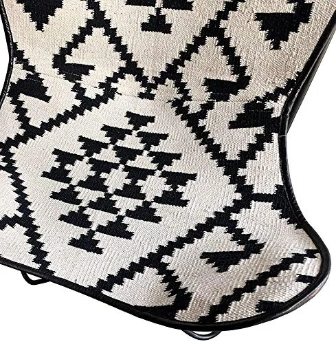Alterego Fauteuil Papillon 'Fox' en Coton Blanc et Motifs Noirs