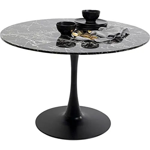 Table Schickeria 110cm Effet marbre Noir Kare Design