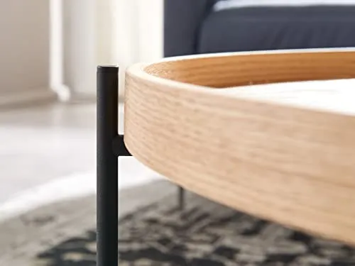 FineBuy Table Basse 78x78x40 cm Table Basse Bois/métal Table de Salon chêne | Table de Chambre Design Ronde Moderne | Table Basse en Bois | Table de Salon