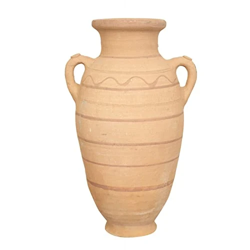 Biscottini Vase en terre cuite du sahara 50 x 24 x 30 cm | grands pots en terre cuite à la main | Anphore de jardin décoratif et fonctionnels