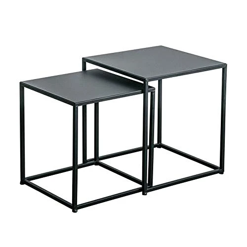 Tables Basses, Ensemble de 2 Tables gigognes Tables d'appoint de canapé en Fer Nordique Petite Table carrée empilable 44 × 37 × 44 cm + 50 × 40 × 50 cm (Couleur : Blanc)