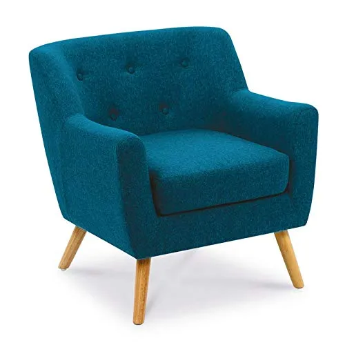 IDMarket - Fauteuil scandinave LIV en Tissu Bleu Canard