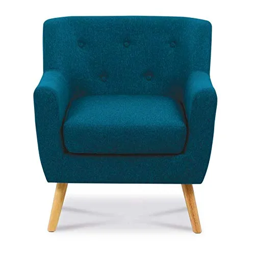 IDMarket - Fauteuil scandinave LIV en Tissu Bleu Canard