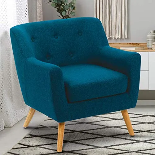 IDMarket - Fauteuil scandinave LIV en Tissu Bleu Canard