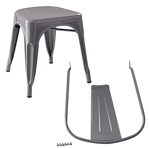 Amazon Basics Lot de 4 chaises de salle à manger en métal - Gris foncé