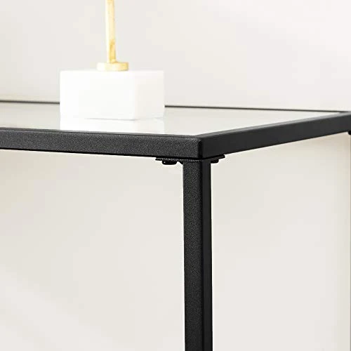 VASAGLE Table Console, Table d’entrée, Bout de canapé, Dessus de Table en Verre trempé, Cadre métallique, Robuste, Pieds réglables, pour Salon, entrée, Couloir, Noir LGT026B01