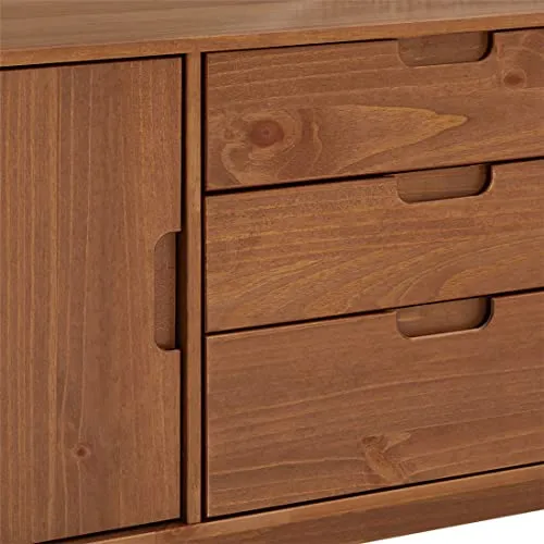 IDIMEX Buffet Tivoli Style scandinave Design Vintage Nordique Commode bahut vaisselier avec 3 tiroirs et 2 Portes battantes, en pin Massif lasuré Brun foncé