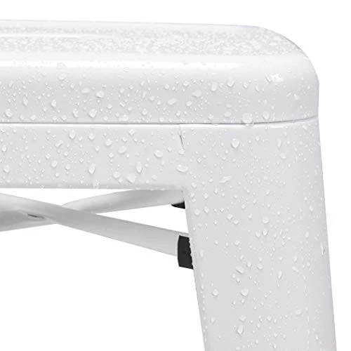 DUHOME Tabouret de Bar en Métal, 76cm Tabouret Haut Empilable Tabouret de Comptoir Industrielle pour Bar Bistro Cuisine, Blanc
