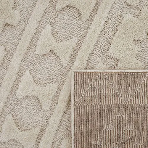 Paco Home Tapis Poils Longs Tapis De Salon Tapis Shaggy Aspect 3D Ethnique Boho Look Vintage Doux, Dimension:160x220 cm, Couleur:Crème 4
