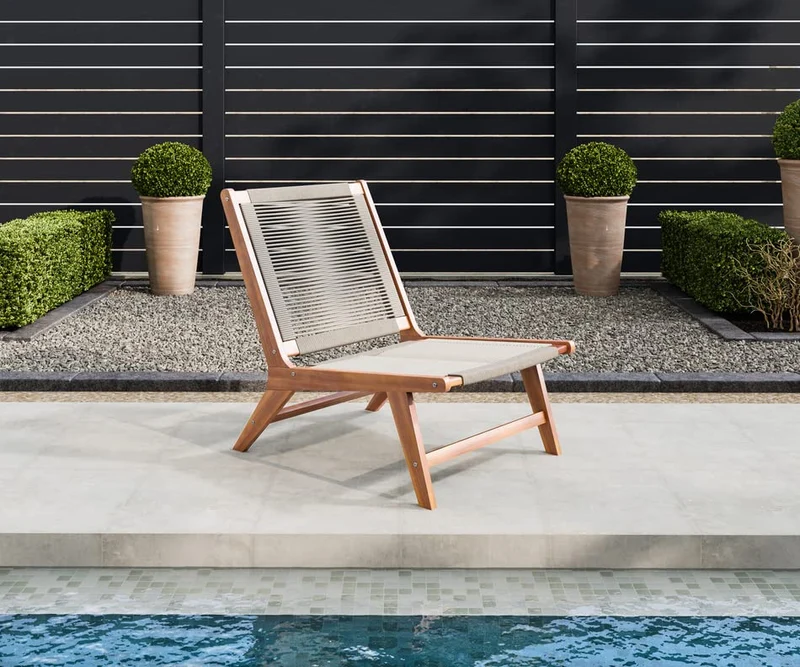 BEAU RIVAGE Avery Fauteuil Bas de Jardin, Bois, Naturel, 81 x 60 x 72 cm