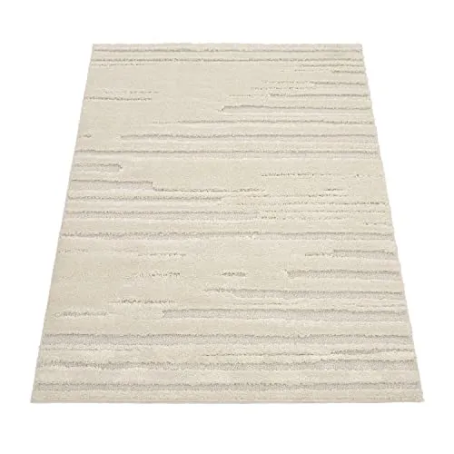 Paco Home Tapis Poils Longs Tapis De Salon Tapis Shaggy Aspect 3D Ethnique Boho Look Vintage Doux, Dimension:160x220 cm, Couleur:Crème 2