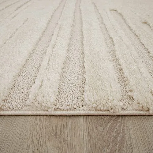 Paco Home Tapis Poils Longs Tapis De Salon Tapis Shaggy Aspect 3D Ethnique Boho Look Vintage Doux, Dimension:160x220 cm, Couleur:Crème 2