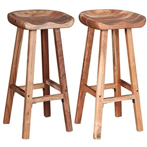 vidaXL Tabouret de Bar Tabouret Haut 2 pcs Bois d'Acacia 38 x 37 x 76 cm