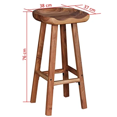 vidaXL Tabouret de Bar Tabouret Haut 2 pcs Bois d'Acacia 38 x 37 x 76 cm