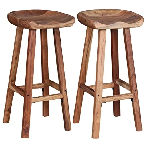 vidaXL Tabouret de Bar Tabouret Haut 2 pcs Bois d'Acacia 38 x 37 x 76 cm