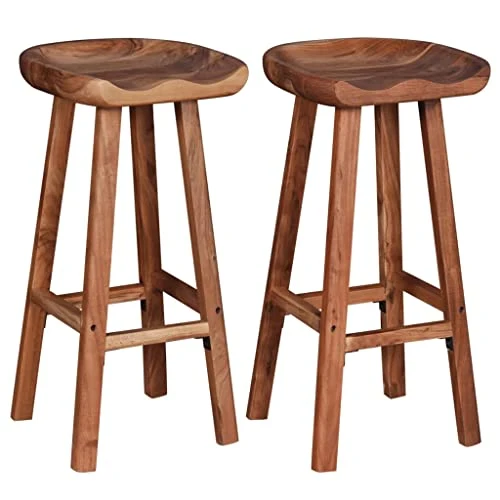 vidaXL Tabouret de Bar Tabouret Haut 2 pcs Bois d'Acacia 38 x 37 x 76 cm