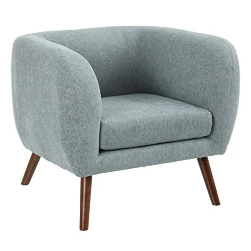 AltoBuy Marvel - Fauteuil Club Tissu Bleu Clair Pieds Bois