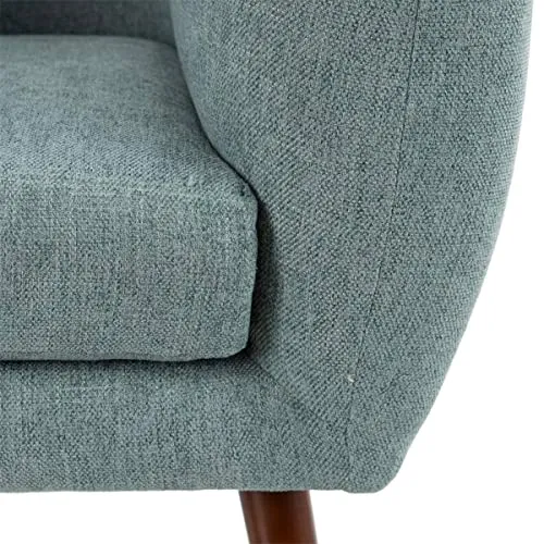 AltoBuy Marvel - Fauteuil Club Tissu Bleu Clair Pieds Bois