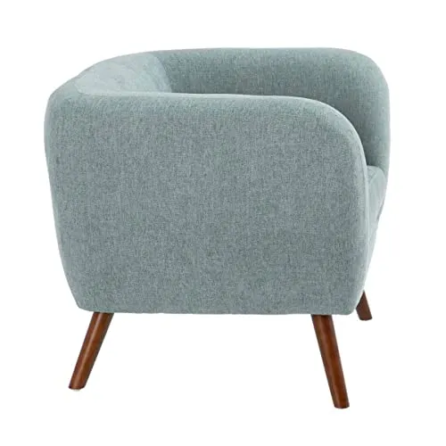 AltoBuy Marvel - Fauteuil Club Tissu Bleu Clair Pieds Bois