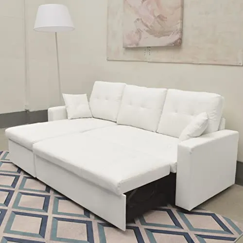 INTENSEDECO Canapé d'angle Convertible Cuero Blanc
