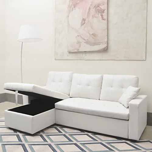 INTENSEDECO Canapé d'angle Convertible Cuero Blanc
