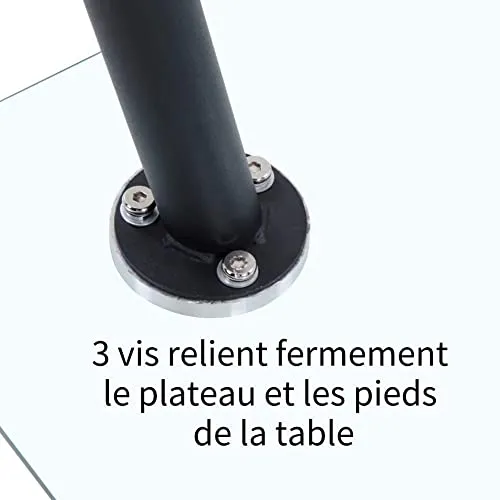 GOLDFAN Table à Manger en Verre Table Rectangulaire en Verre Table Cuisine Salon Tables de Salle à Manger avec Pieds en Métal, Noir