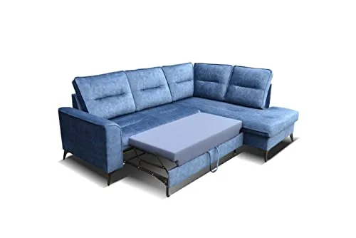 Robin Camel Canapé d'angle avec fonction de couchage, canapé avec tiroir pour literie, coussins dossier, canapé d'angle autoportant en L, coussins de dossier amovibles, canapé rembourré (rose sale)