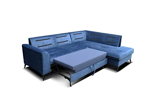 Robin Camel Canapé d'angle avec fonction de couchage, canapé avec tiroir pour literie, coussins dossier, canapé d'angle autoportant en L, coussins de dossier amovibles, canapé rembourré (rose sale)