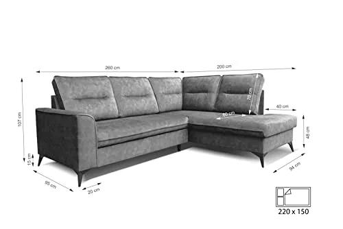 Robin Camel Canapé d'angle avec fonction de couchage, canapé avec tiroir pour literie, coussins dossier, canapé d'angle autoportant en L, coussins de dossier amovibles, canapé rembourré (rose sale)