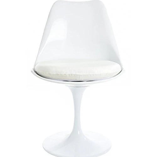 Fusion Living Chaise latérale pivotante Blanc Brillant et Blanc PU